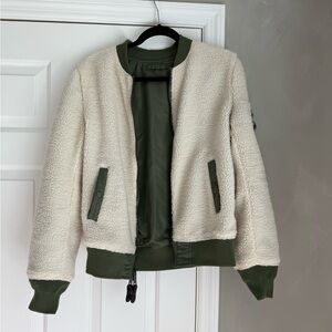 Alpha Industries Reversible Cream and Olive Bomber Jacket